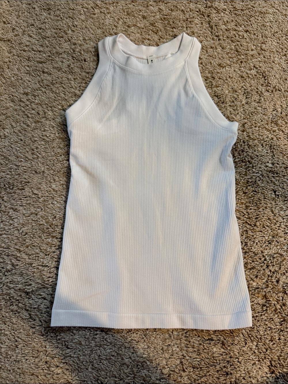 Athleta White Ribbed High-Neck Tank